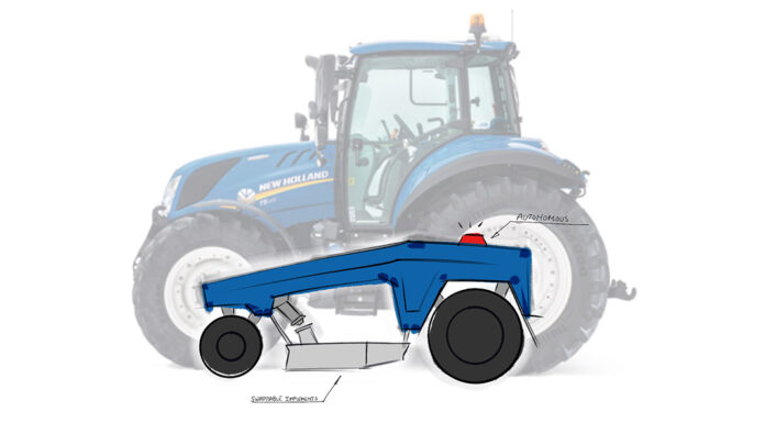 tractor and sketch of driverless implement